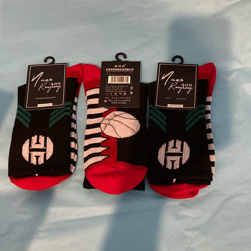 Three pair basketball socks